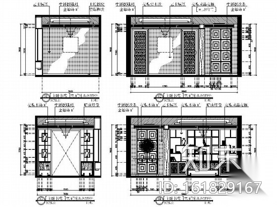 现代高档三层新中式别墅室内装修图（含效果）cad施工图下载【ID:161829167】