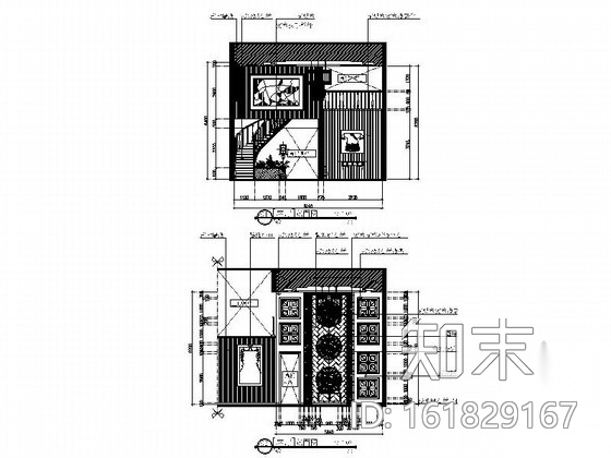 现代高档三层新中式别墅室内装修图（含效果）cad施工图下载【ID:161829167】