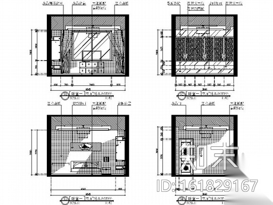 现代高档三层新中式别墅室内装修图（含效果）cad施工图下载【ID:161829167】