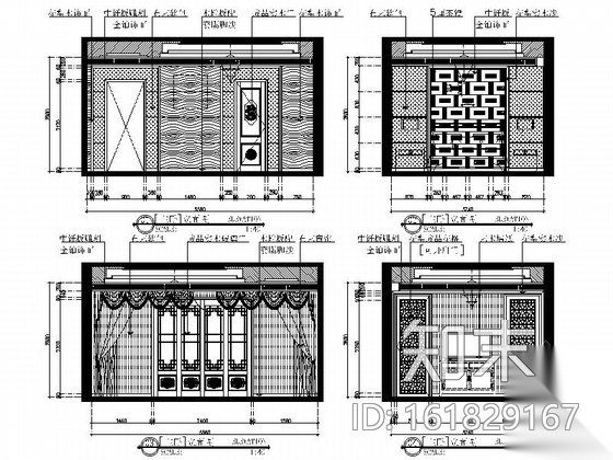 现代高档三层新中式别墅室内装修图（含效果）cad施工图下载【ID:161829167】