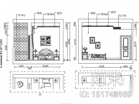 [上海]混搭古典三层别墅样板间装修图（含效果）施工图下载【ID:161743169】