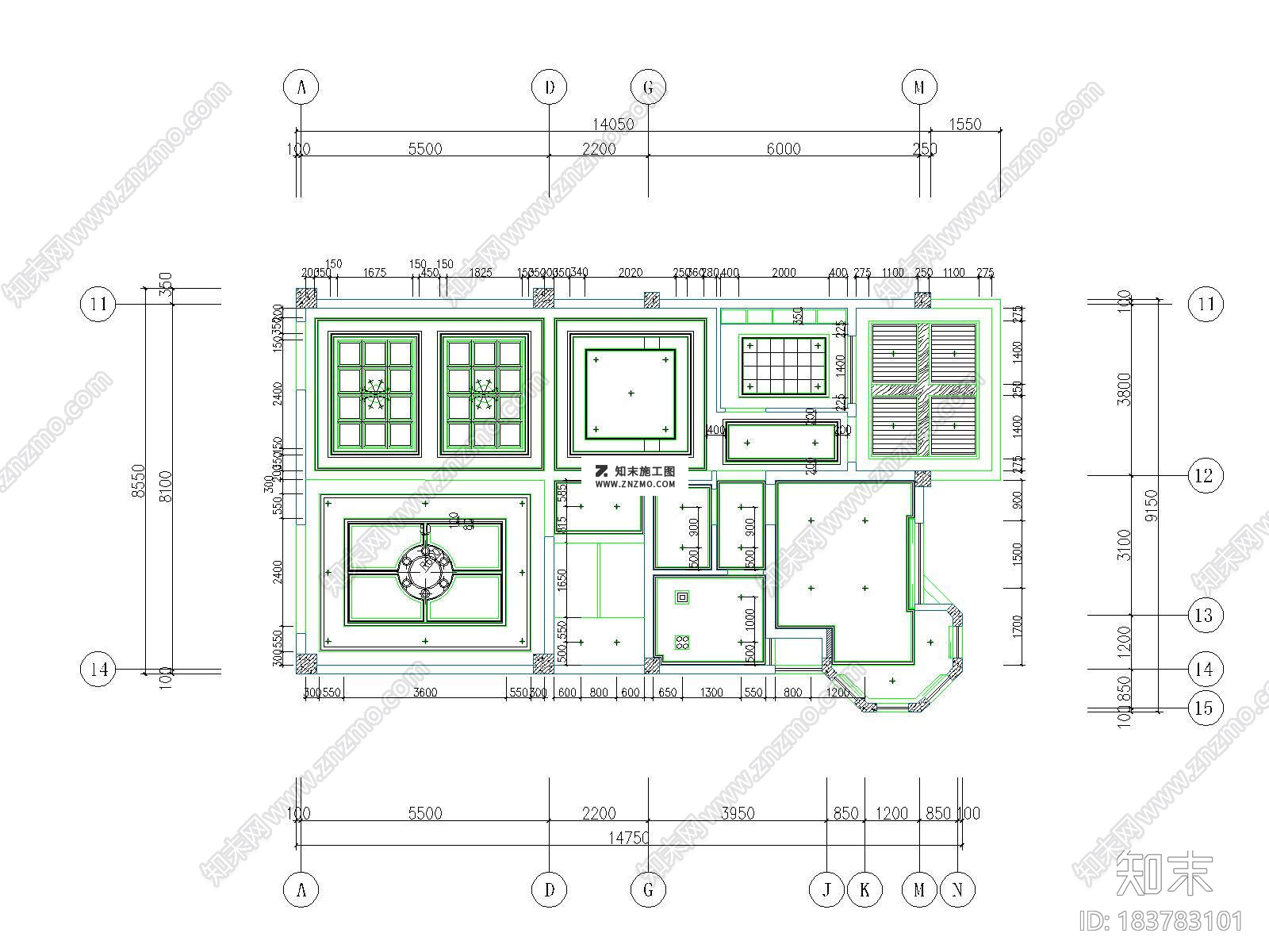 欧式雅安三层别墅设计CAD施工图及效果图下载cad施工图下载【ID:183783101】