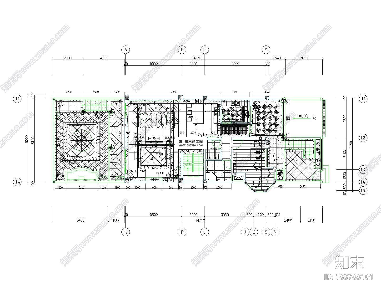 欧式雅安三层别墅设计CAD施工图及效果图下载cad施工图下载【ID:183783101】