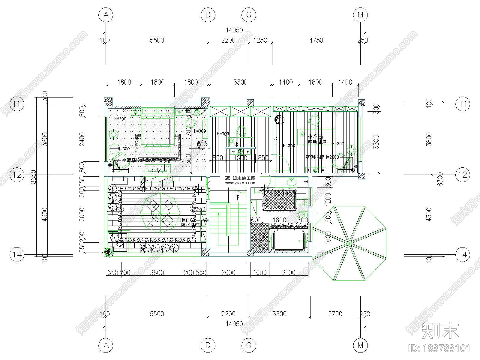 欧式雅安三层别墅设计CAD施工图及效果图下载cad施工图下载【ID:183783101】