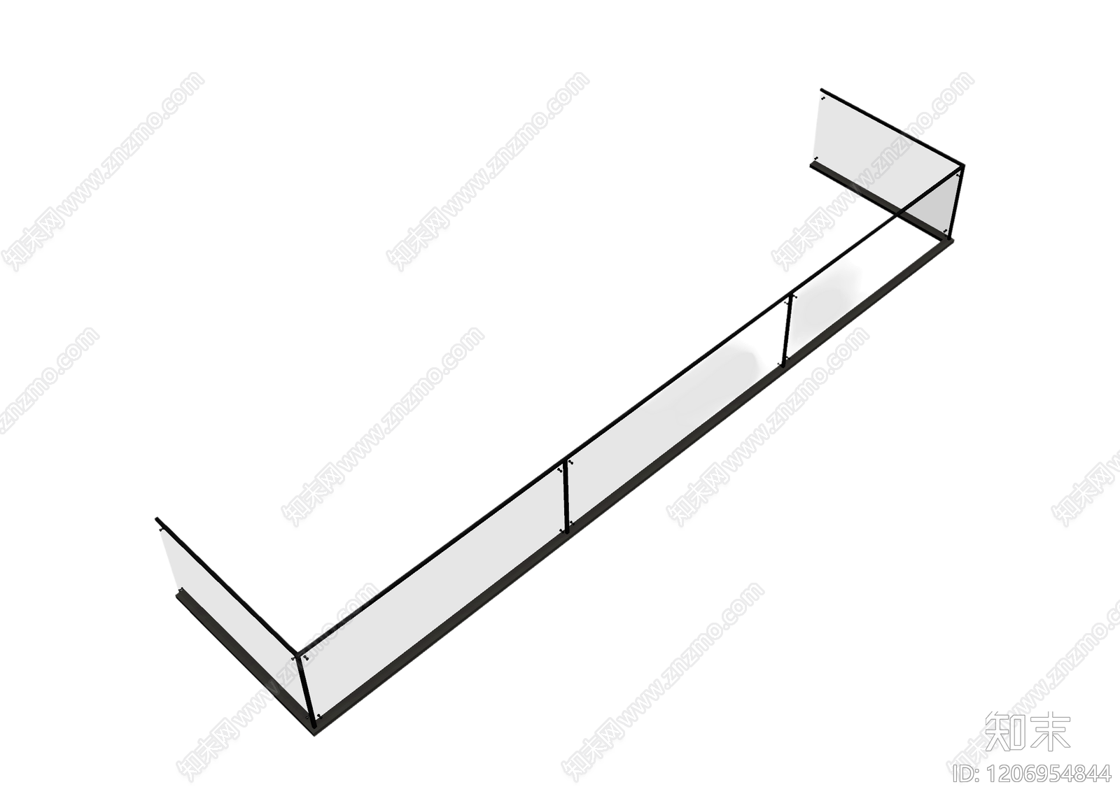 玻璃隔断墙组件3D模型下载【ID:1206954844】