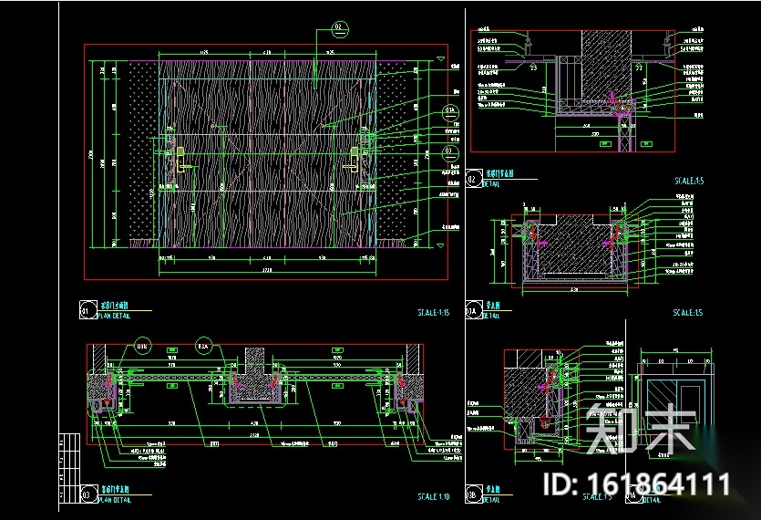 室内实木门CAD图集（结构详图+大样图）施工图下载【ID:161864111】