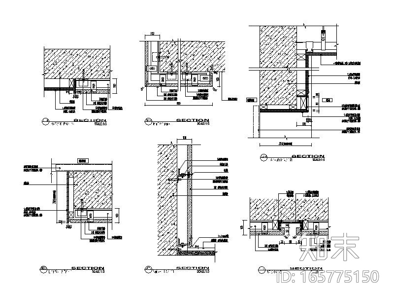 墙面石材与不锈钢大样节点施工图下载【ID:165775150】