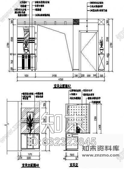 图块/节点玄关图块cad施工图下载【ID:832323845】