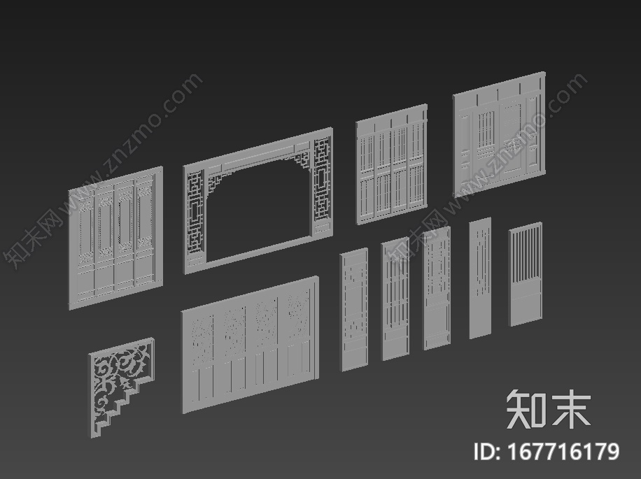 门；门窗；窗花；复古门窗；中式门窗；屏风；隔断；背景墙；家具CG模型下载【ID:167716179】