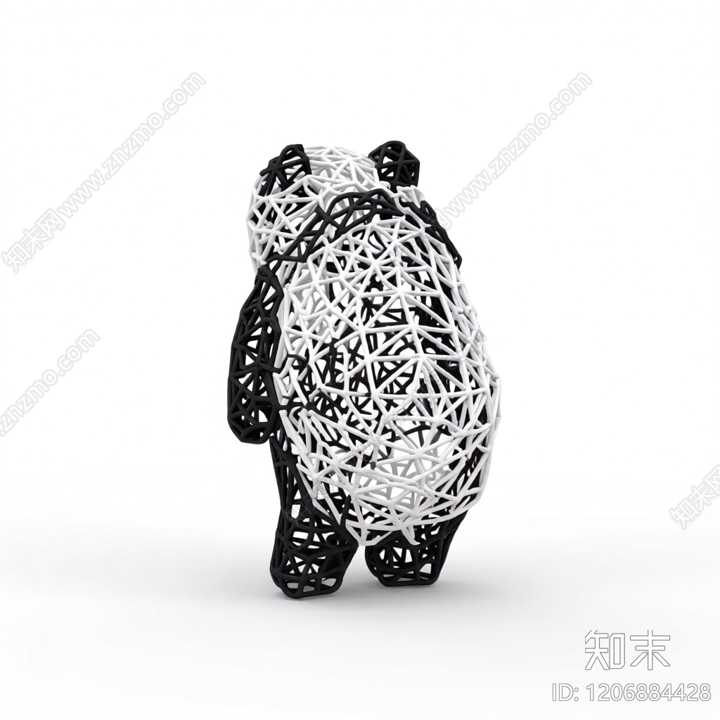 熊猫雕塑几何体3D模型下载【ID:1206884428】