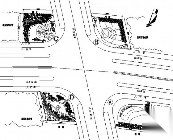 道路路口景观设计施工图施工图下载【ID:160716136】