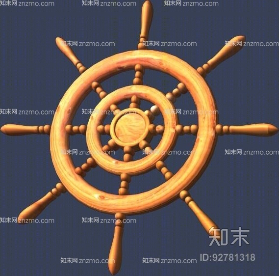 原木色木艺船舵轮3D模型下载【ID:92781318】