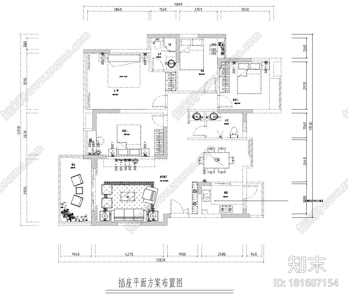 特色一层家居施工图设计(简约风格)cad施工图下载【ID:181607154】