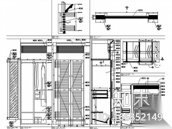 实木双门衣柜cad施工图下载【ID:166852149】