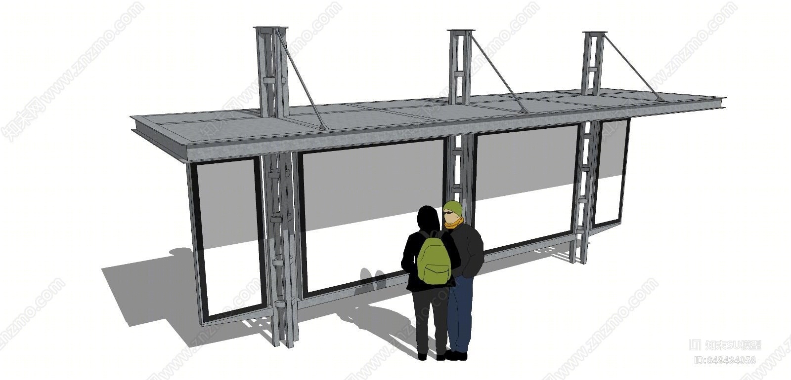现代风格公交车车站SU模型下载【ID:649434058】