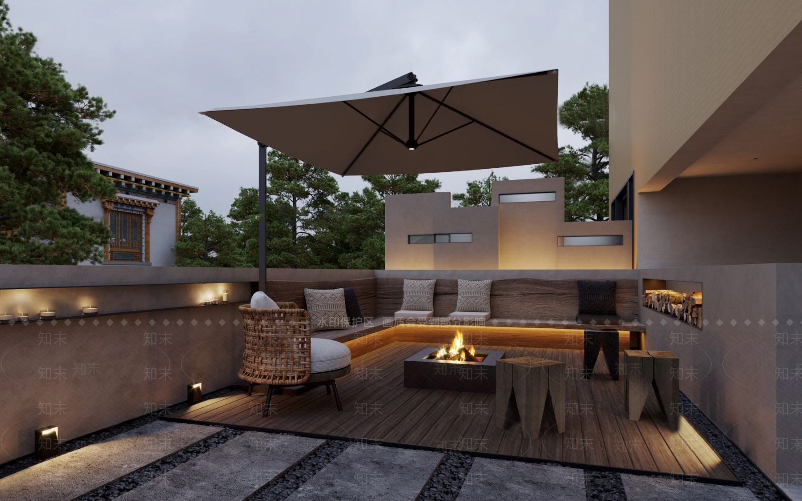 现代花园露台3D模型下载【ID:1125833969】