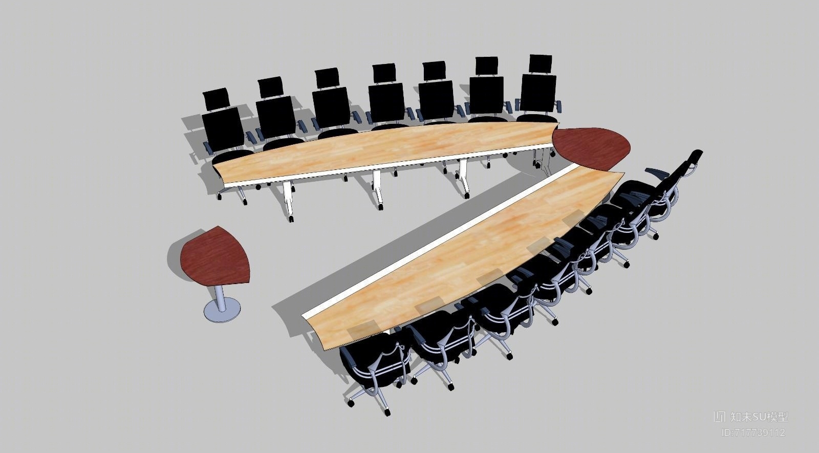 会议桌SU模型下载【ID:717739112】