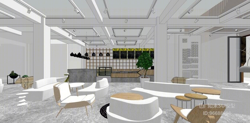 摄影展厅咖啡厅SU模型下载【ID:96688688】