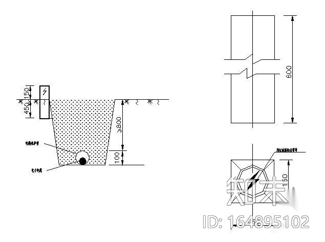 直埋电缆敷设详图cad施工图下载【ID:164895102】