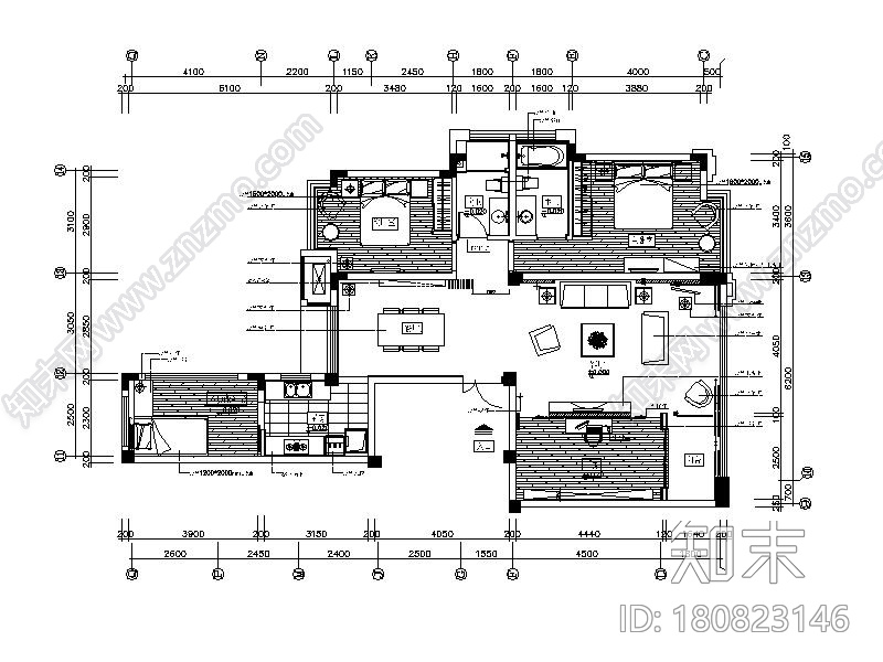 [福建]现代简约风格样板房整套CAD施工图（含实景图）施工图下载【ID:180823146】