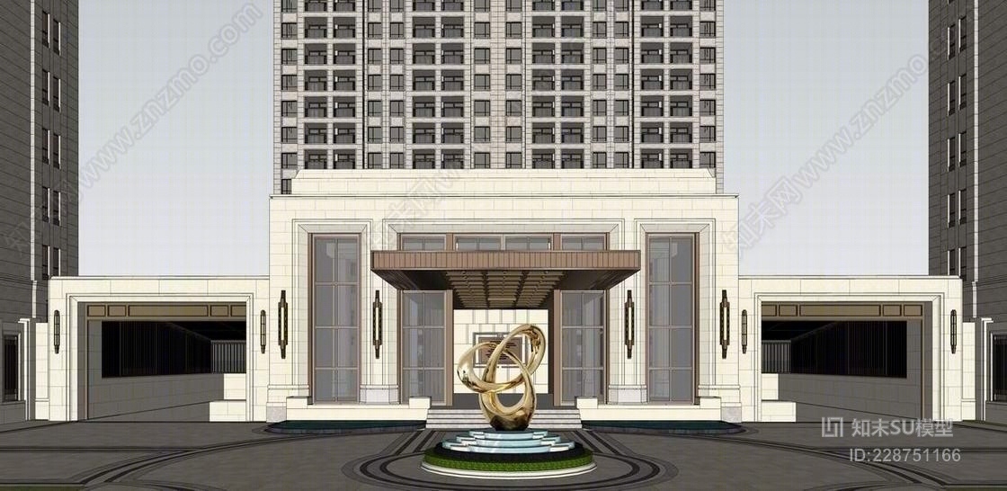 新城大都会入口示范区+新古典高层SU模型下载【ID:228751166】
