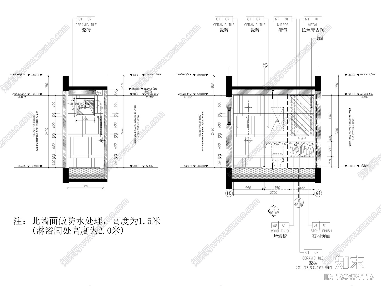 [海南]三亚71㎡现代三居室家装样板间施工图施工图下载【ID:180474113】