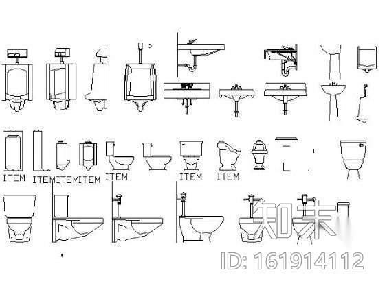 卫浴图块全集cad施工图下载【ID:161914112】