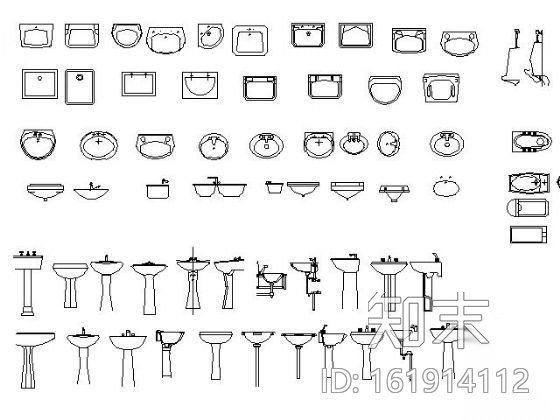 卫浴图块全集cad施工图下载【ID:161914112】