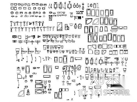 卫浴图块全集cad施工图下载【ID:161914112】