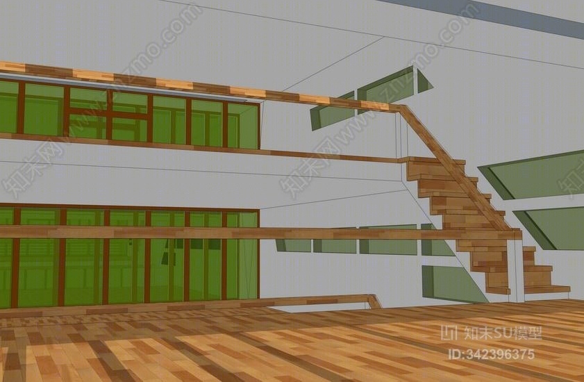 现代办公楼建筑SU模型下载【ID:342396375】