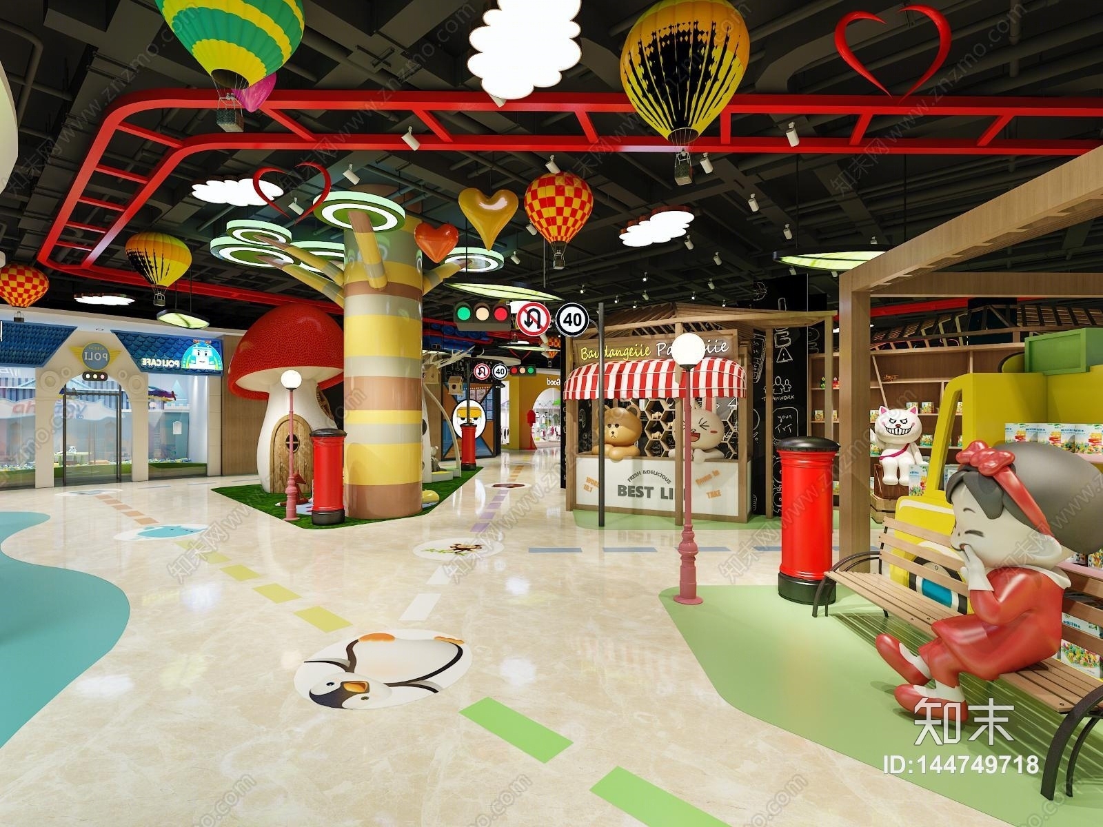 现代儿童娱乐区街道3D模型下载【ID:144749718】