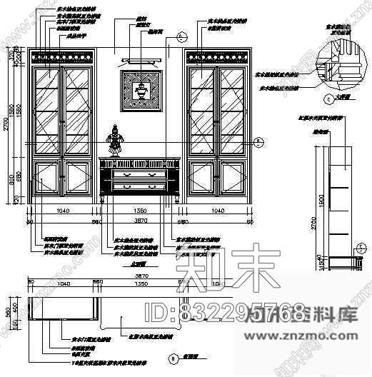 图块/节点书柜详图cad施工图下载【ID:832295768】