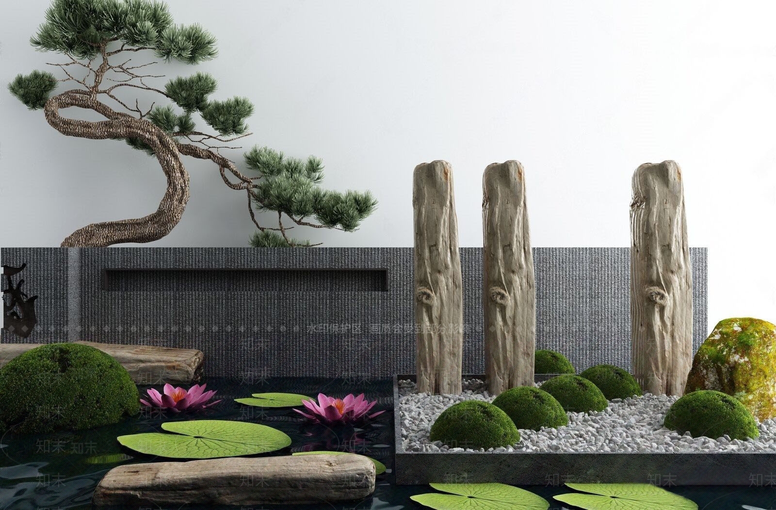 新中式庭院景观小品3D模型下载【ID:271878685】