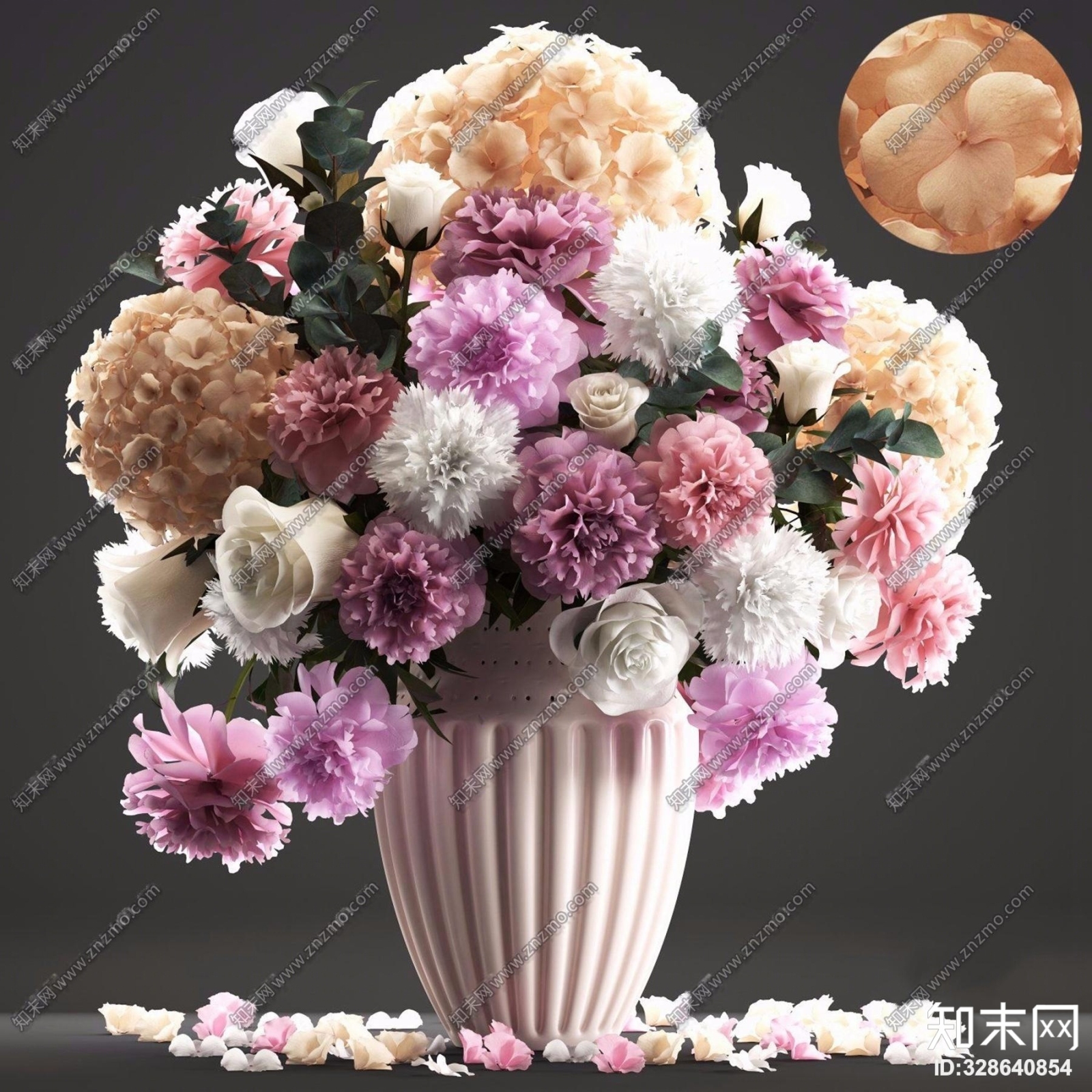 现代花瓶花卉3D模型下载【ID:328640854】