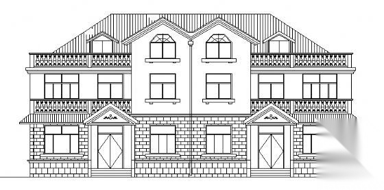 某二层联体别墅建筑方案图施工图下载【ID:149920117】