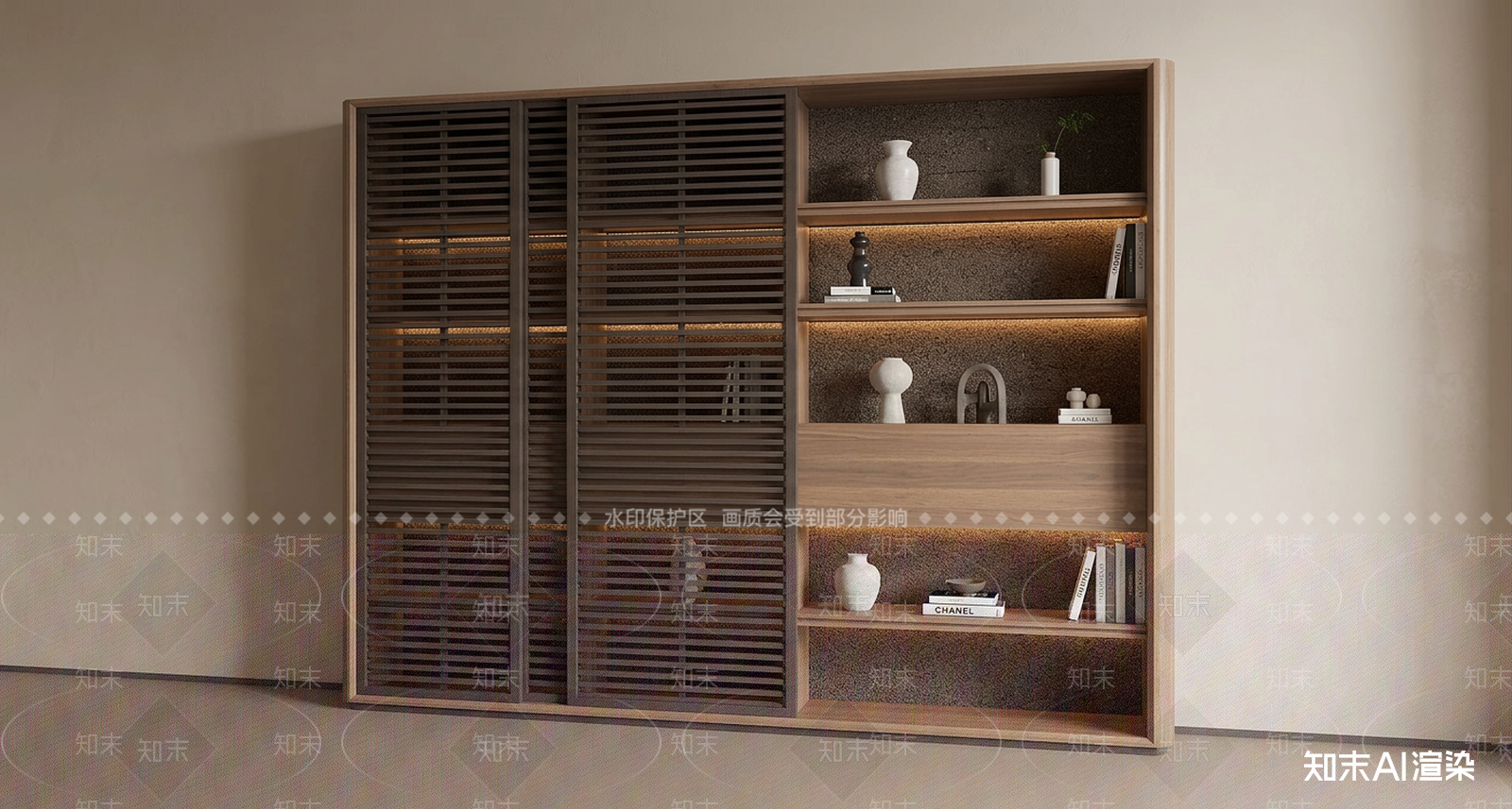 木质展示柜体书柜3D模型下载【ID:1227460501】