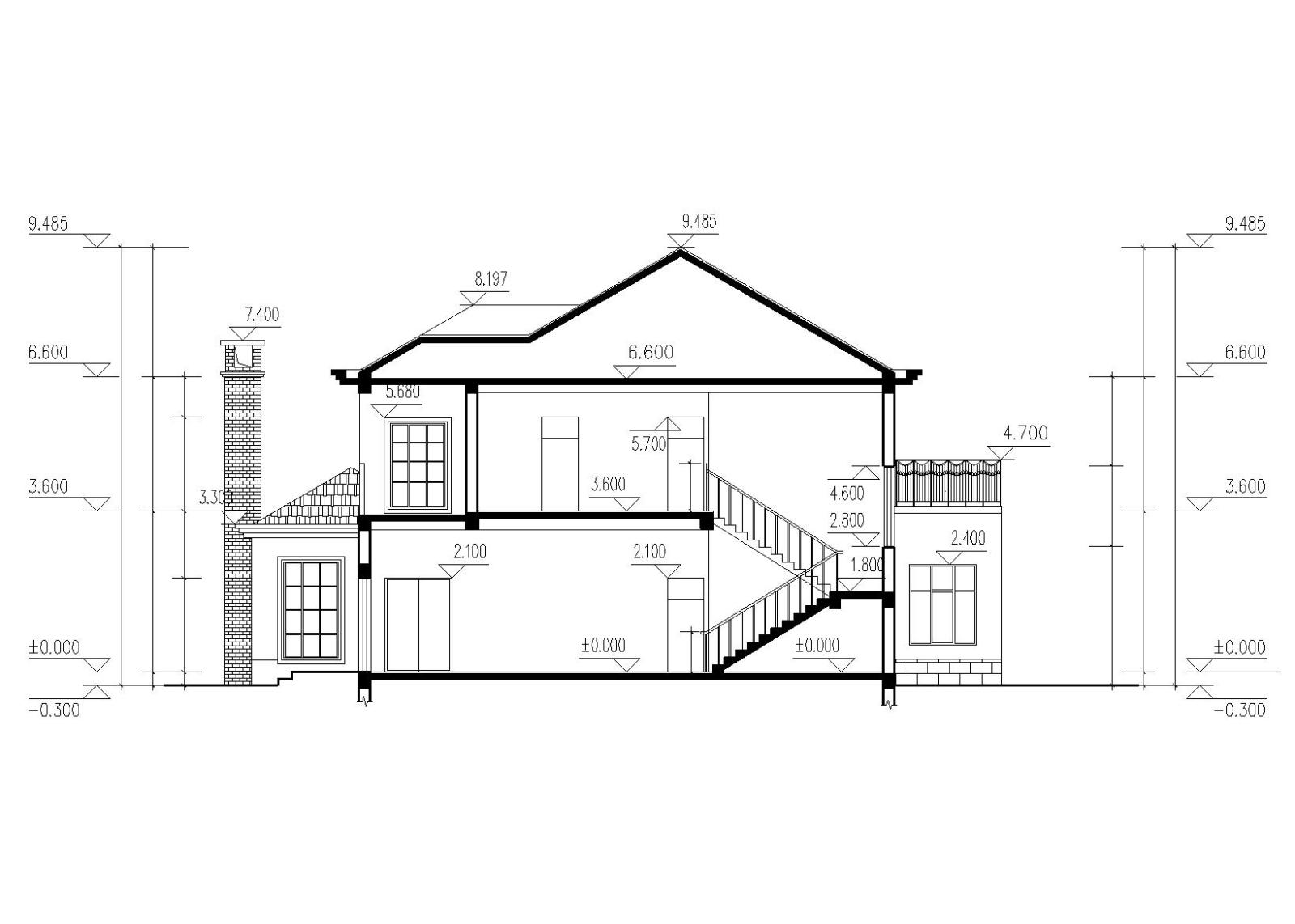 现代风格2层独栋别墅建筑施工图cad施工图下载【ID:149891116】