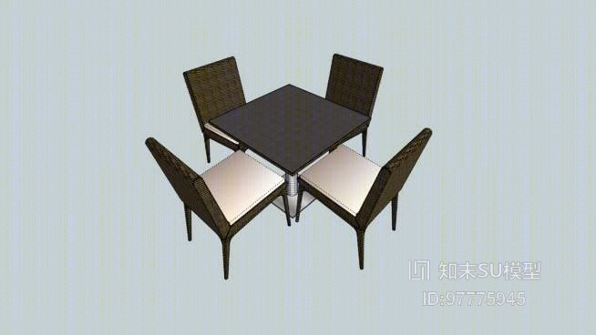 休闲桌椅组合SU模型下载【ID:97775945】