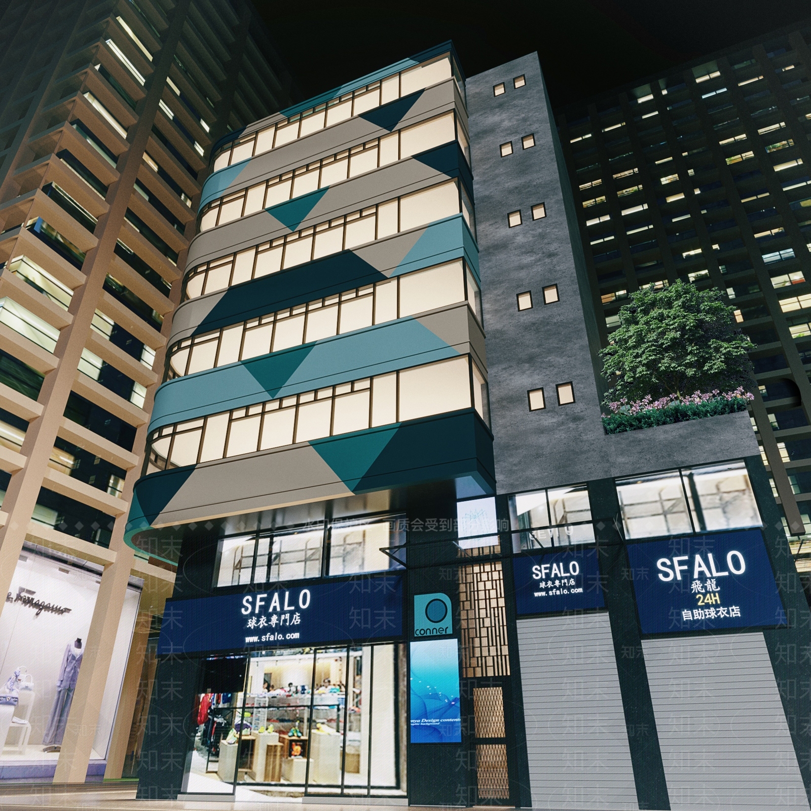 现代流行室外公寓楼外景国外下载3D模型下载【ID:174775004】