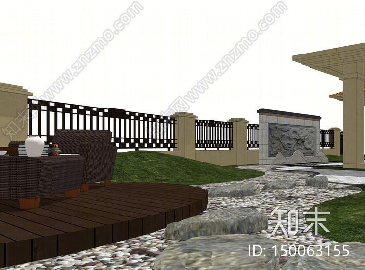 欧式庭院景观SU模型下载【ID:150063155】