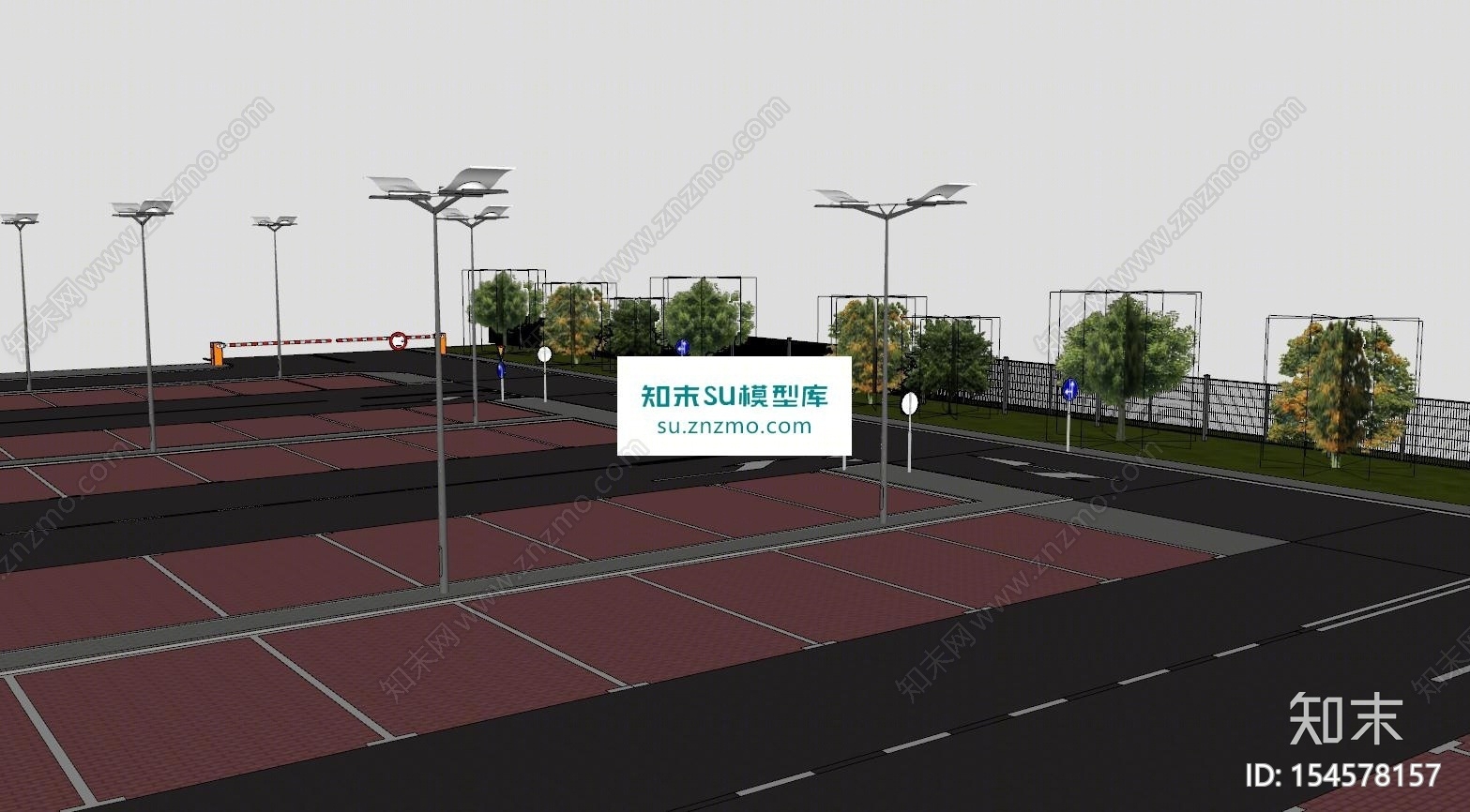 现代停车场建筑SU模型下载【ID:154578157】