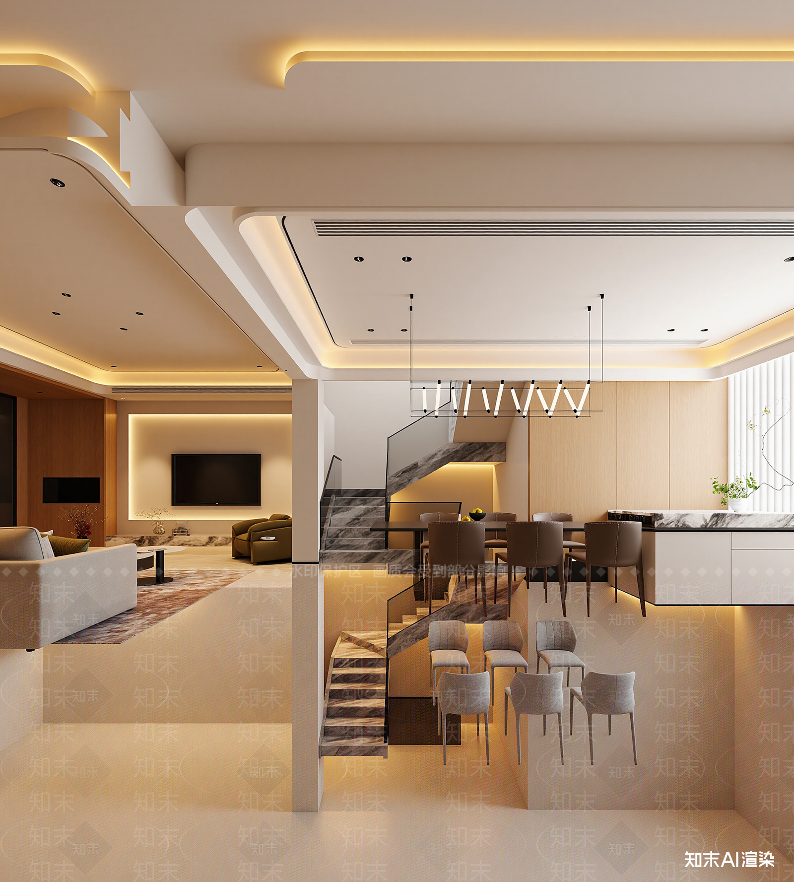 现代客餐厅3D模型下载【ID:1221875626】
