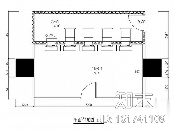 [北京]股份制商业金融机构支行自助服务区装修施工图cad施工图下载【ID:161741109】