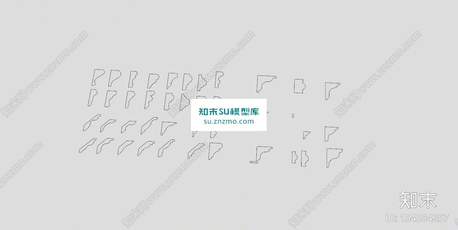 石膏线家装截面SU模型下载【ID:154584257】