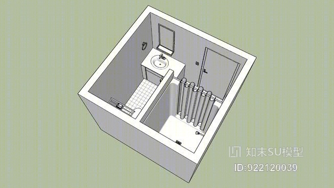 带淋浴的私人宿舍浴室SU模型下载【ID:922120039】