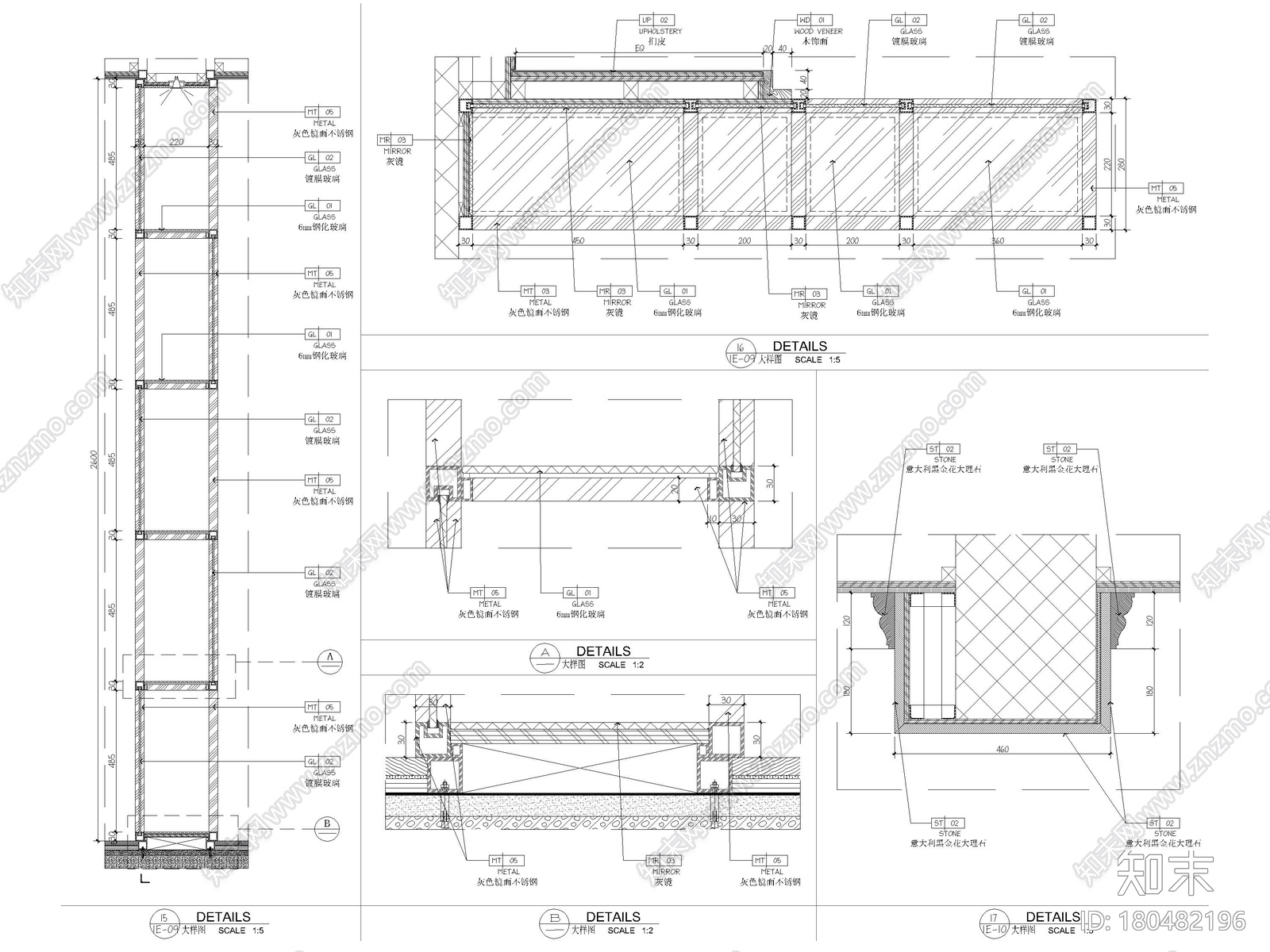 [深圳]234㎡欧式三居家装样板房设计施工图cad施工图下载【ID:180482196】