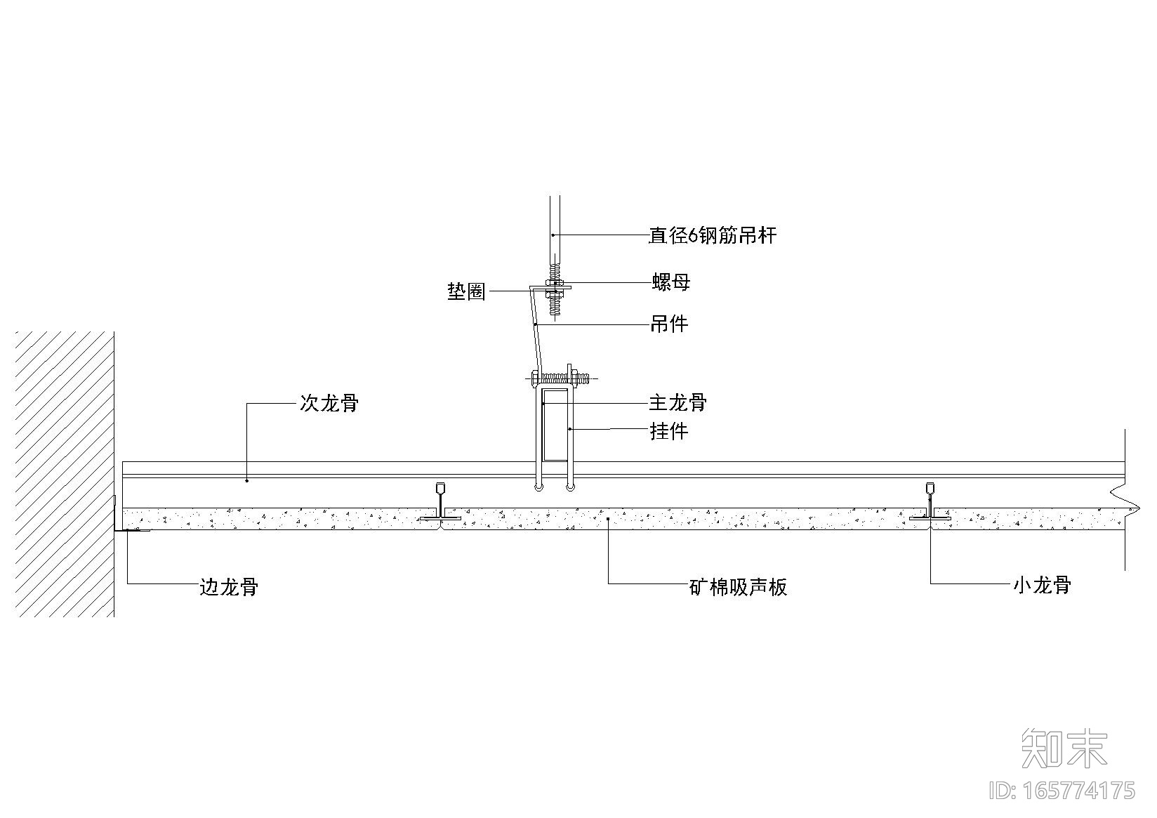 暗架矿棉板，隔墙龙骨，槽钢，石材挂件等施工图下载【ID:165774175】