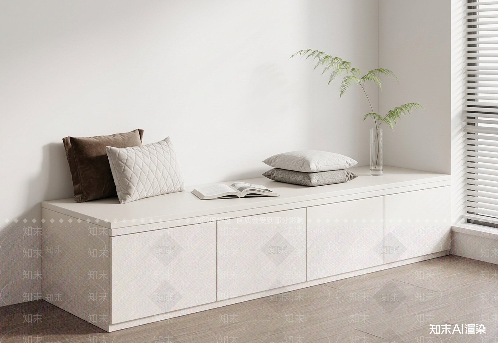 飘窗储物柜卡座沙发3D模型下载【ID:1227537473】