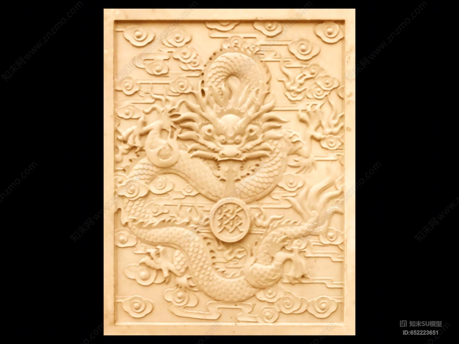 中式风格浮雕龙SU模型下载【ID:652223651】