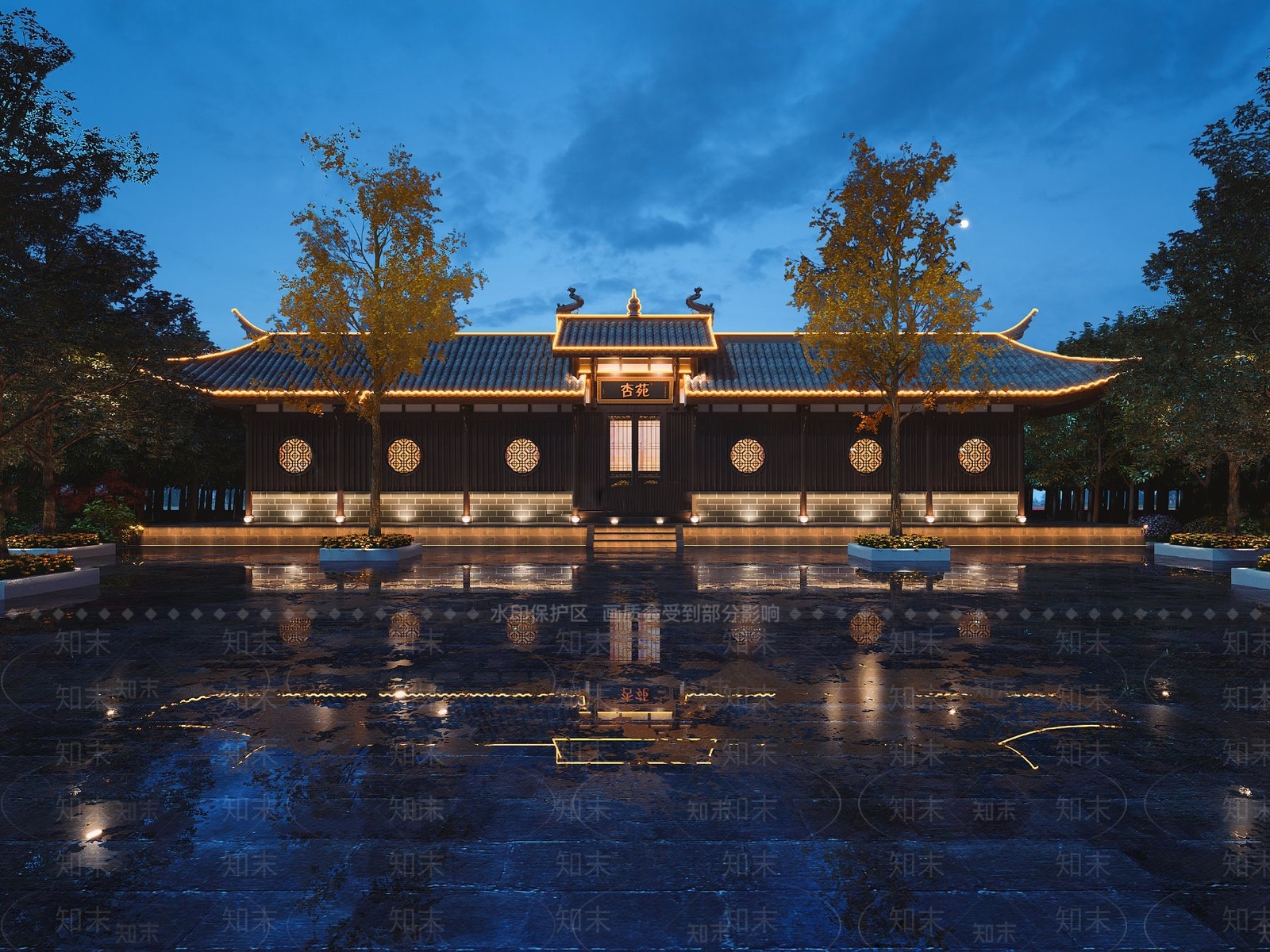 中式古建餐厅门头3D模型下载【ID:1106096487】